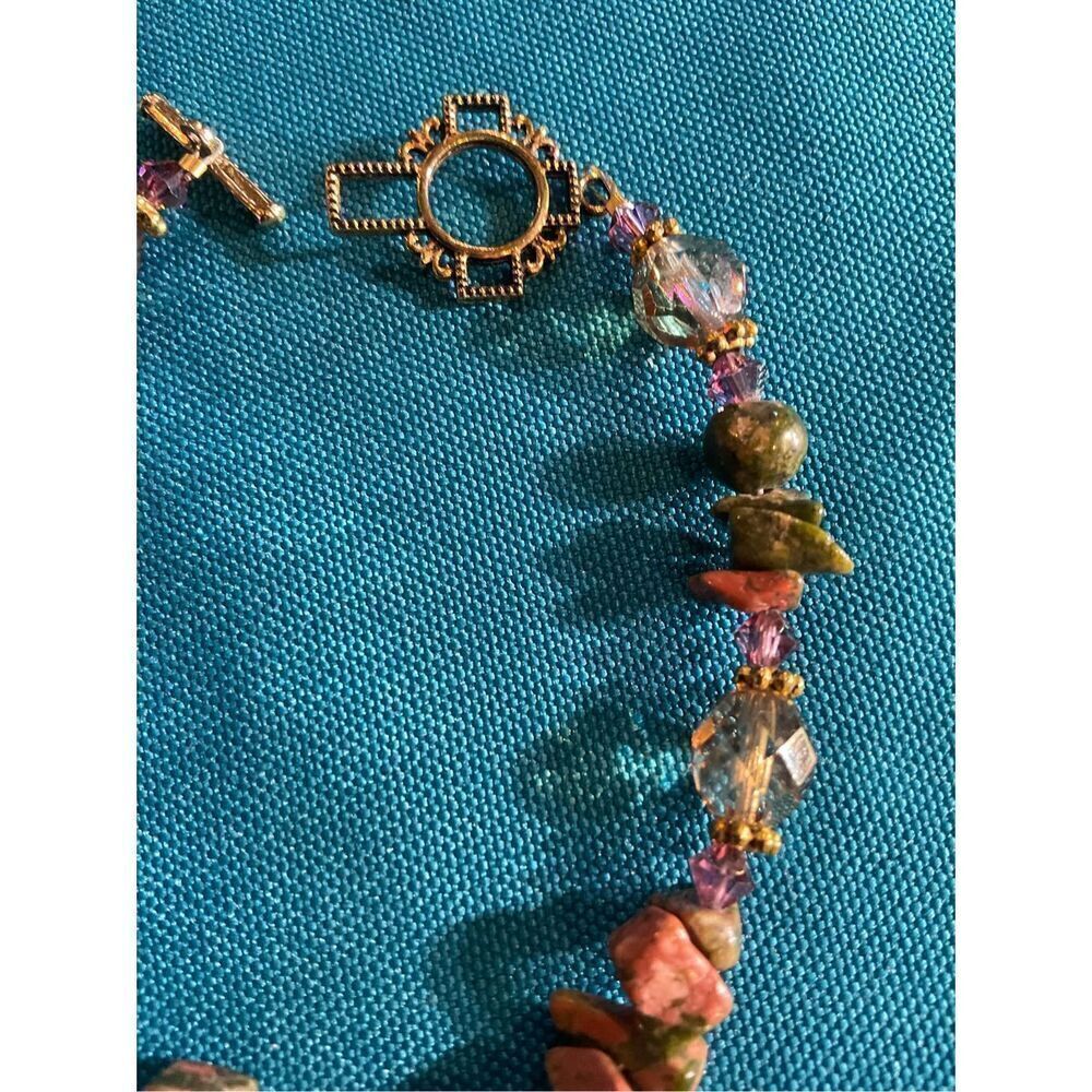 Unakite Jasper Cross Bracelet - Picture 3 of 13